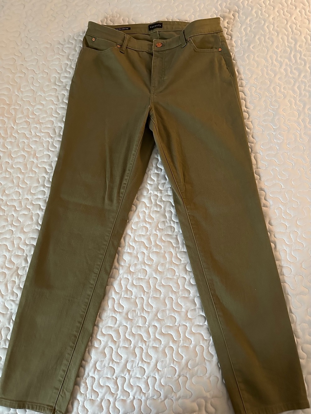 Talbots Olive Green Slim Ankle Straight-Leg Jeans